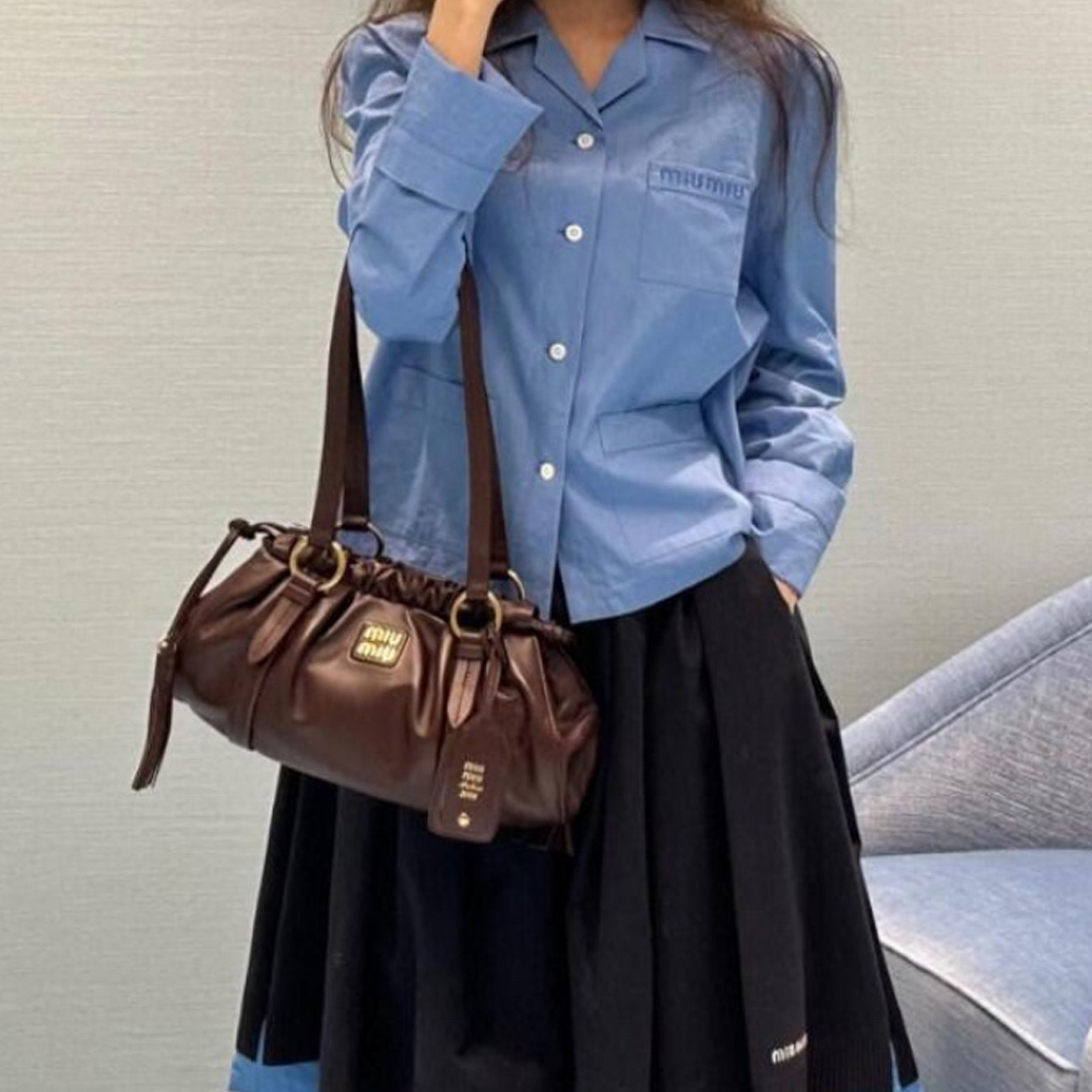 미우미우 쥬아 나파 가죽 백 브라운