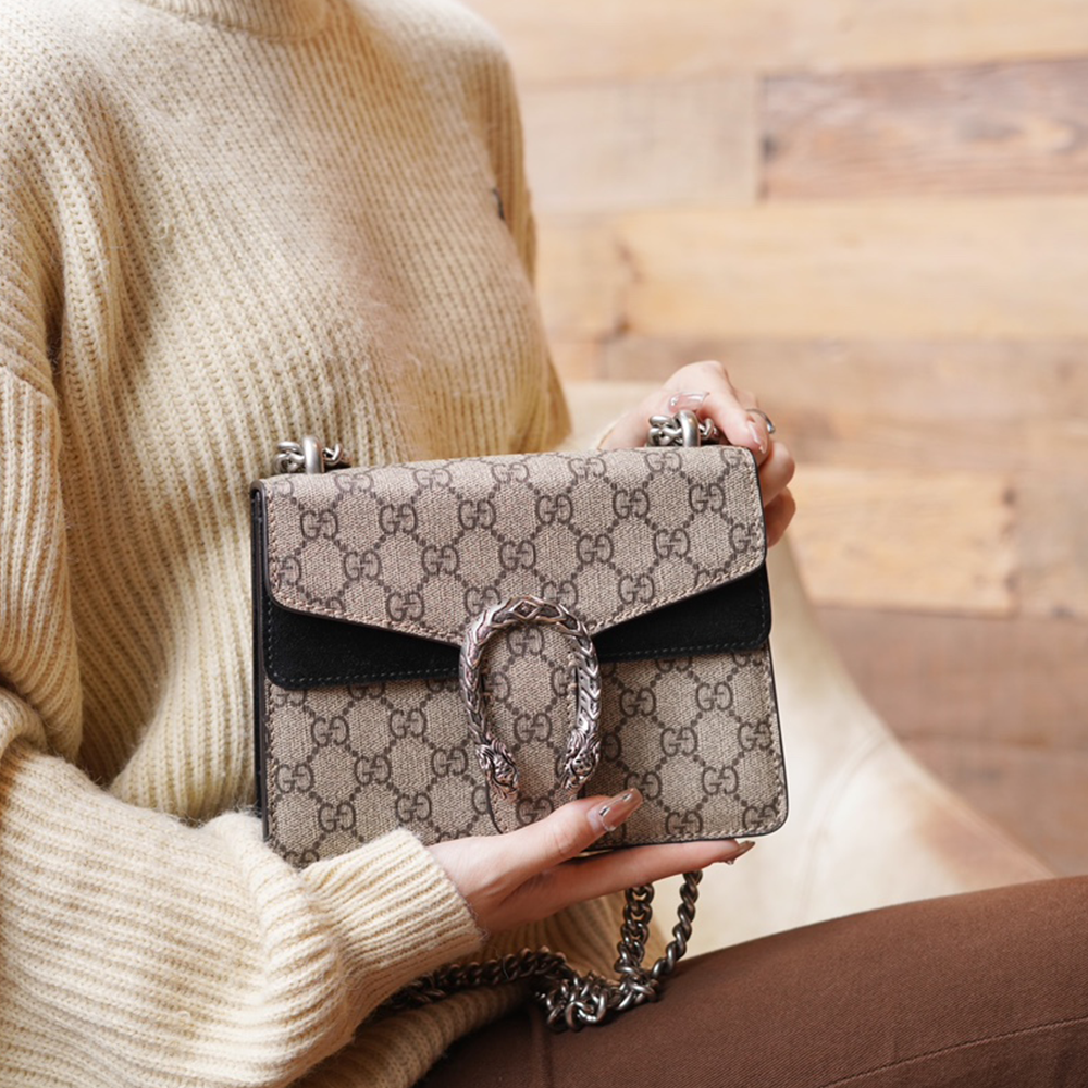 구찌 디오니서스 GG 수프림 숄더 백 블랙 421970