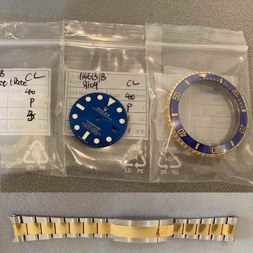 롤렉스 116613LB 다이얼 인서트 베젤 핸즈 글라스 데이트휠 용두 브레이슬릿