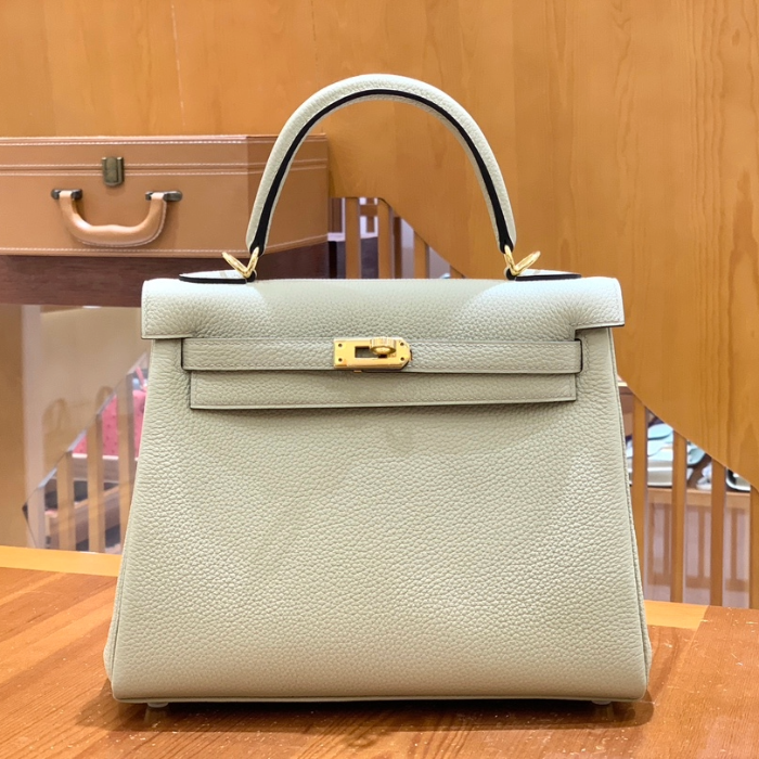 그린엘 에르메스 켈리 25 토고 트렌치 그레이 골드 버클