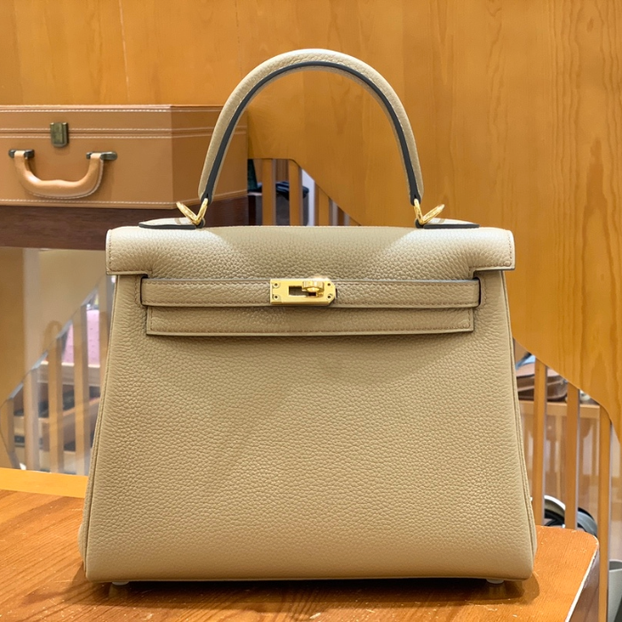 그린엘 에르메스 켈리 25 토고 밀크티 골드 버클