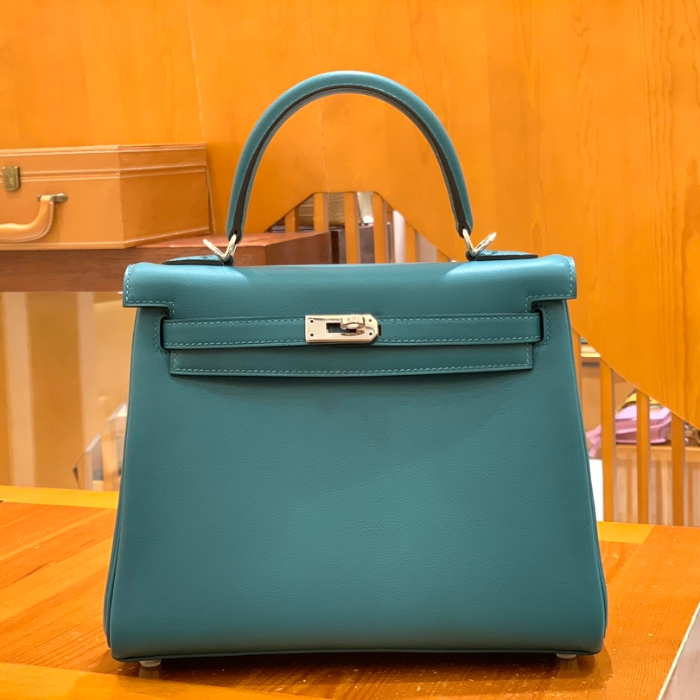 그린엘 에르메스 켈리 25 토고 스위프트 이즈미르 블루 실버 버클
