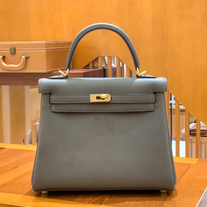 그린엘 에르메스 켈리 25 토고 퓨터 그레이 골드 버클