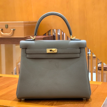 그린엘 에르메스 켈리 25 토고 퓨터 그레이 골드 버클