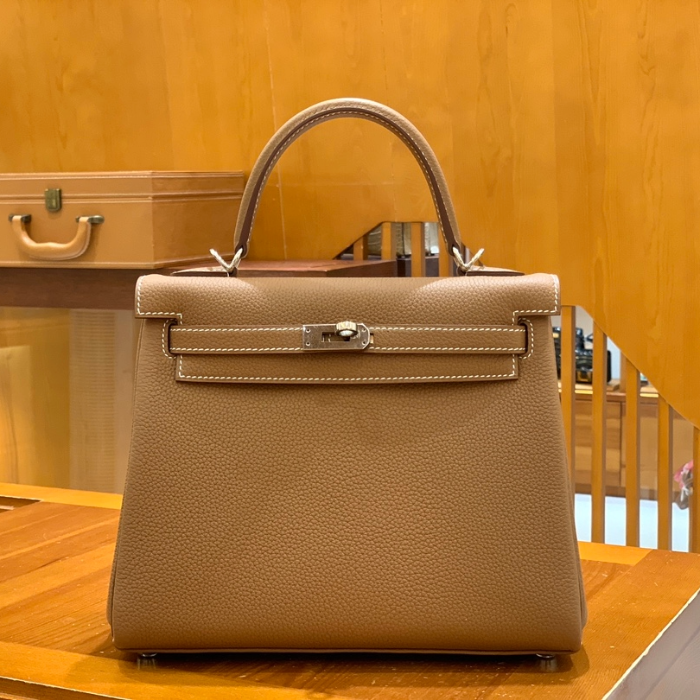 그린엘 에르메스 켈리 25 토고 골드 ​​브라운 실버 버클