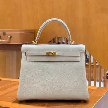 그린엘 에르메스 켈리 25 토고 펄 그레이 골드 버클