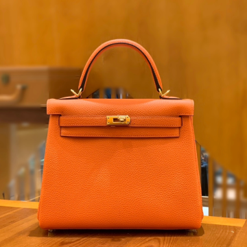 그린엘 에르메스 켈리 25 토고 오렌지 레드 골드 버클