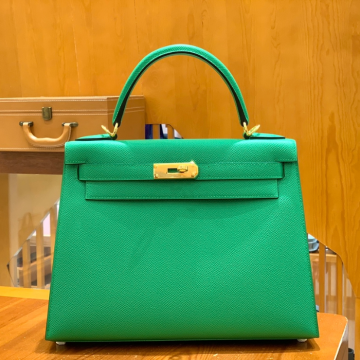 그린엘 에르메스 켈리 28 엡송 뱀부 그린 골드 버클