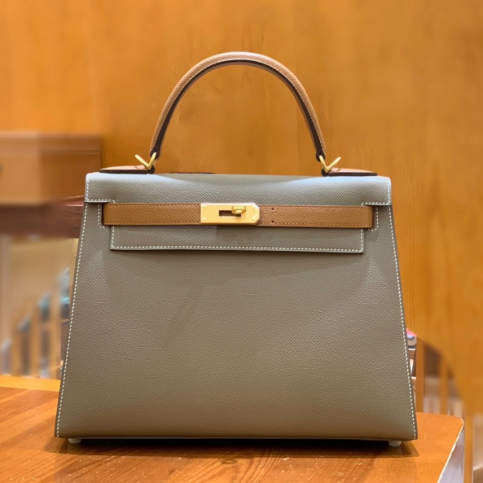 그린엘 에르메스 켈리 28 엡송 그레이 & 골든 브라운 골드 버클