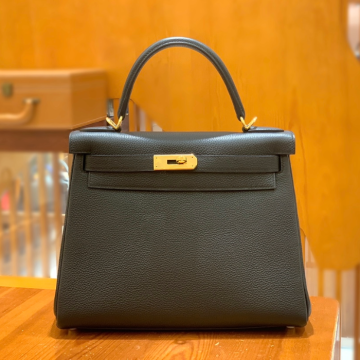 그린엘 에르메스 켈리 28 토고 블랙 골드 버클