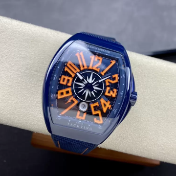 T+공장 프랭크 뮬러 뱅가드 V45 블루 세라믹 오렌지 다이얼