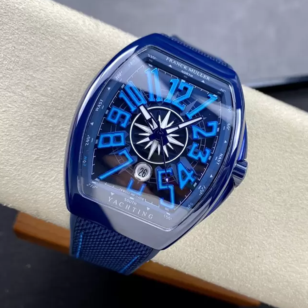 T+공장 프랭크 뮬러 뱅가드 V45 블루 세라믹 블루 다이얼
