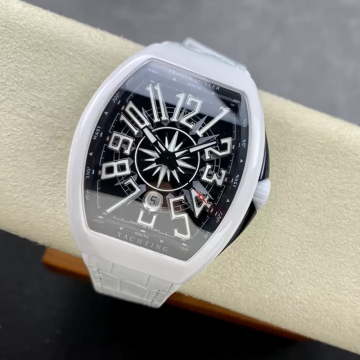 T+공장 프랭키 뮬러 뱅가드 V45 화이트 세라믹 블랙 다이얼