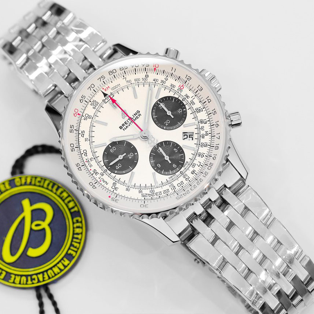 GF공장 브라이틀링 내비타이머 1 B01 크로노그래프 화이트 다이얼 AB0121211G1A1