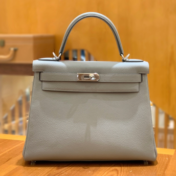그린엘 에르메스 켈리 28 토고 라이트 그레이 실버 버클