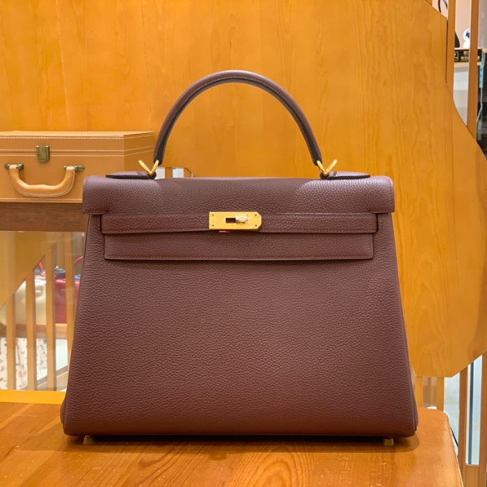 그린엘 에르메스 켈리32 토고 버건디 골드 버클