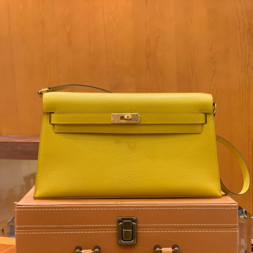 그린엘 에르메스 켈리 엘란 앰버 옐로우 골드 버클