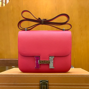 그린엘 에르메스 콘스탄스 18 엡송 얼티미트 핑크 쓰리피스 가죽 버클