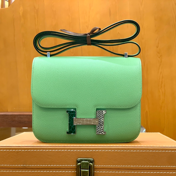 그린엘 에르메스 콘스탄스 18 엡송 아보카도 그린 쓰리피스 가죽 버클