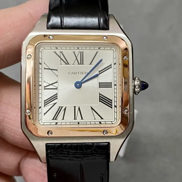 F1공장 까르띠에 산토스 뒤몽 라지 화이트 다이얼 로즈골드 콤비 W2SA0011