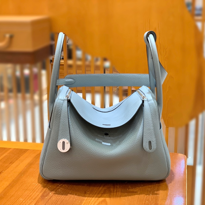 그린엘 에르메스 린디 26 린넨 블루 실버 버클