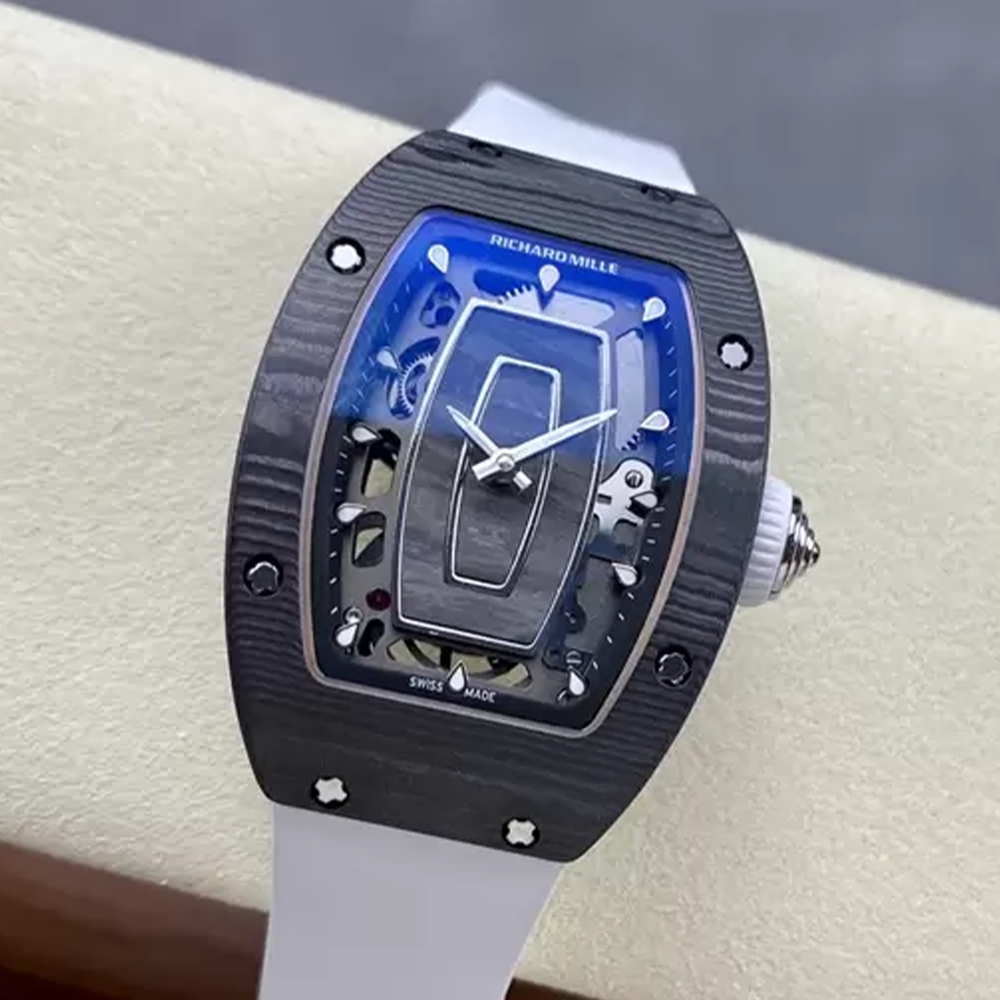 G+공장 리차드밀 RM07-01 블랙 카본 화이트 러버밴드