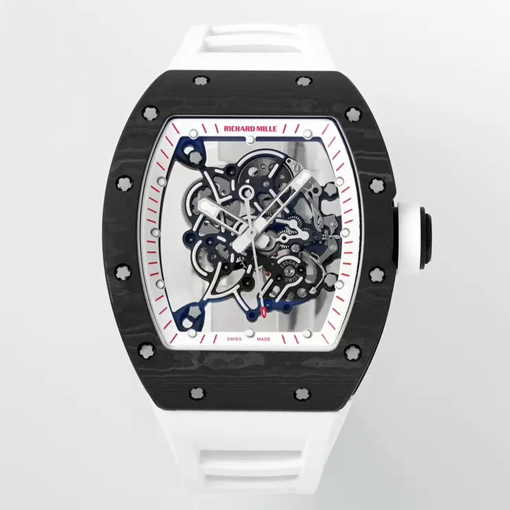 ZF공장 리차드밀 부바왓슨 RM-055 블랙카본 / 화이트 / 화이트 러버밴드