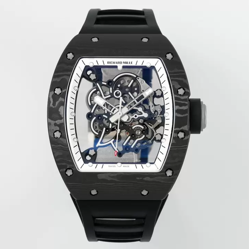 ZF공장 리차드밀 부바왓슨 RM-055 블랙카본 / 화이트 / 블랙 러버밴드