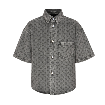 루이비통 모노그램 자카드 흑청 데님 셔츠