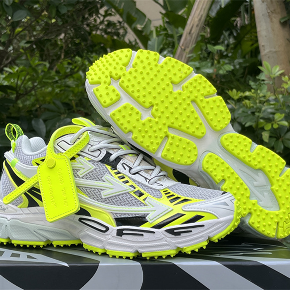 오프화이트 화이트 & 형광 비 라이트 백 스니커즈