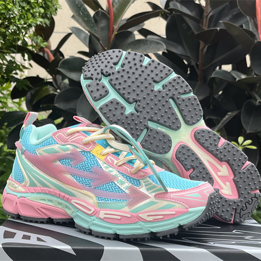 오프화이트 블루 & 핑크 비 라이트 백 스니커즈