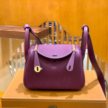 그린엘 에르메스 린디 미니 퍼플 골드 버클