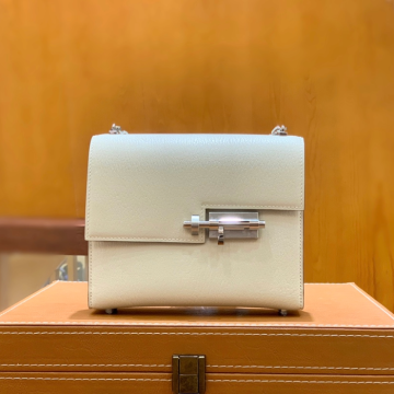 그린엘 에르메스 베루 체인 미니 백 크림 화이트 실버 버클