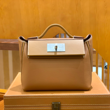 그린엘 에르메스 2424 백 미니 골드 브라운 실버 버클