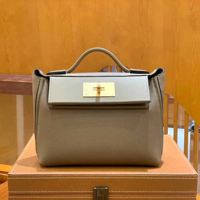 그린엘 에르메스 2424 백 미니 그레이 골드 버클