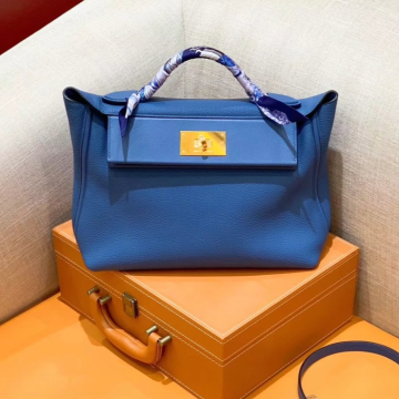 그린엘 에르메스 2424 백 미니 탄자니아 블루 골드 버클