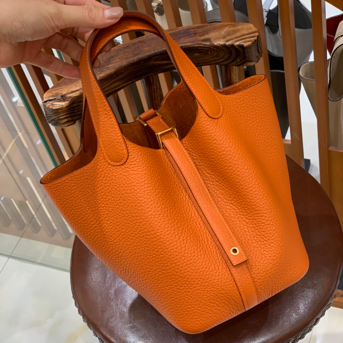 그린엘 에르메스 피코탄 18 오렌지 골드 버클