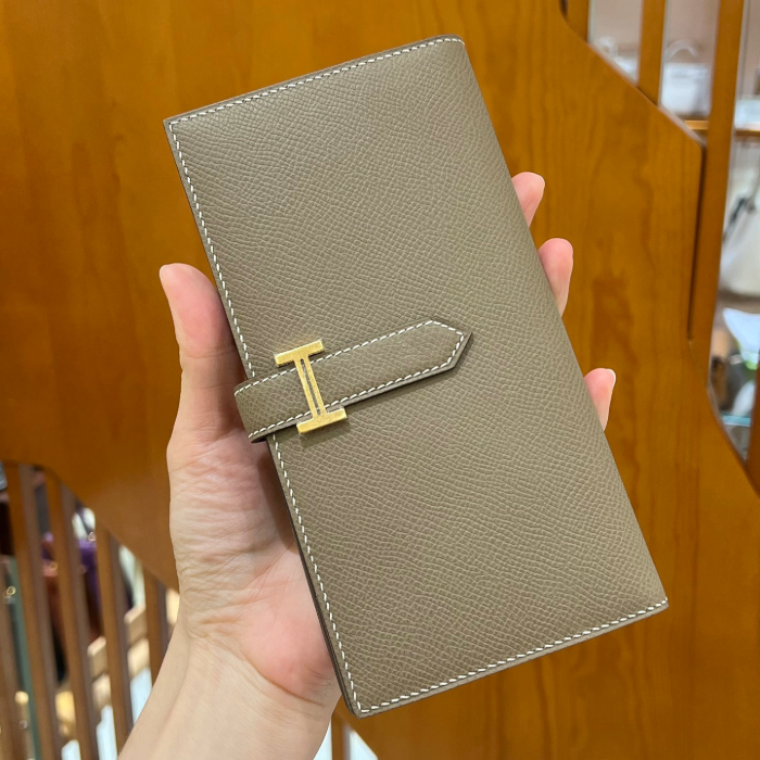 에르메스 베안 장지갑 앱송 그레이 골드 하드웨어