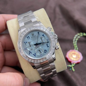 CNC 롤렉스 데이토나 아랍 다이얼 18K 백금 금통