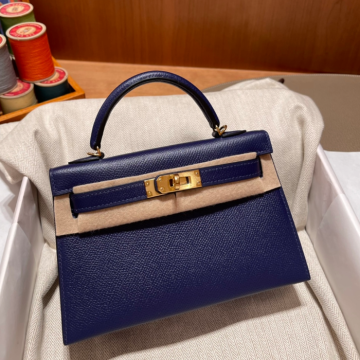 반수공 에르메스 미니 켈리백 블루 금장 엡송