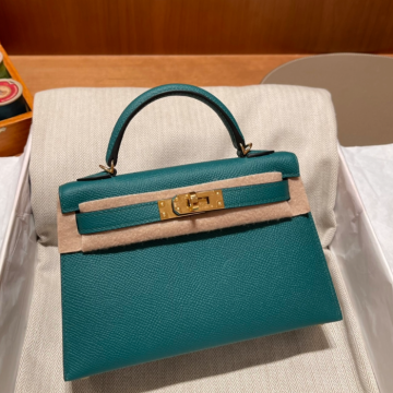 반수공 에르메스 미니 켈리백 그린 금장 엡송