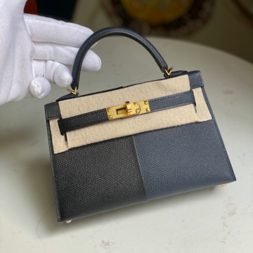 반수공 에르메스 미니 켈리백 블랙 미드나잇블루 금장 앱송