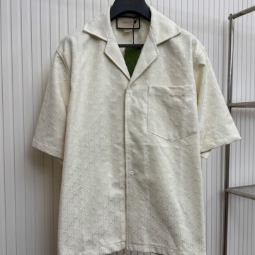 구찌 아이보리 GG 코튼 자카드 버뮤다 셔츠