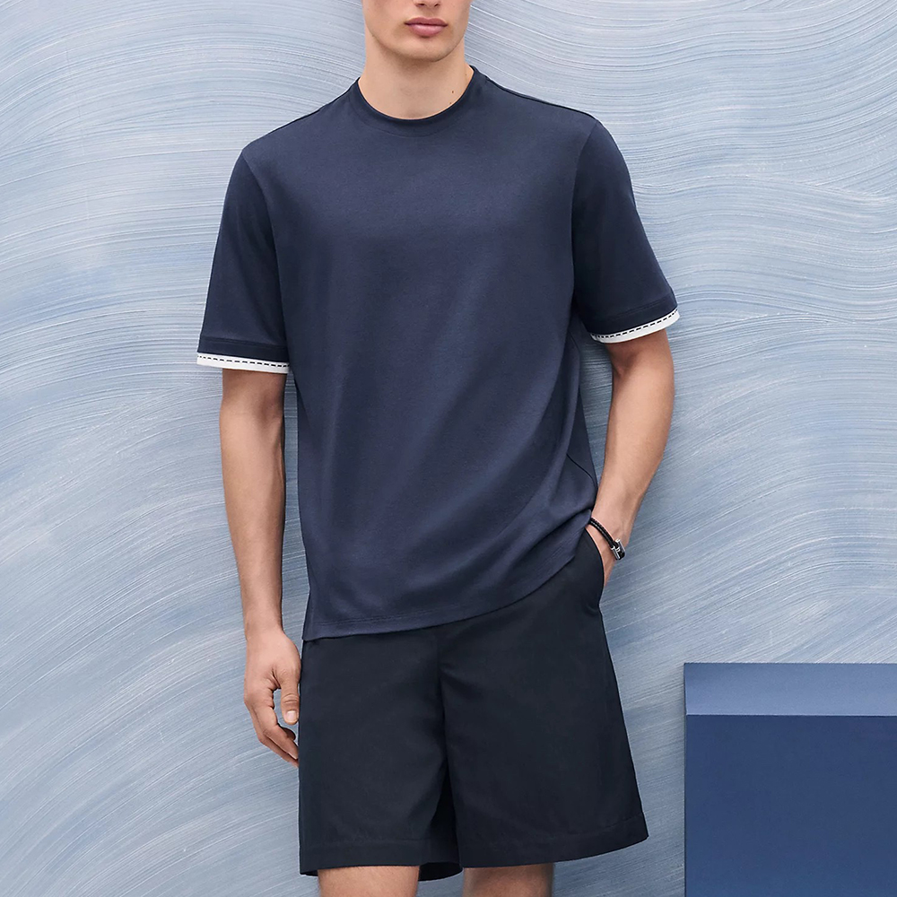 에르메스 새들러 스티치 티셔츠 네이비