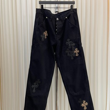 크롬하츠 크로스 패치 카펜터 데님 팬츠 블랙