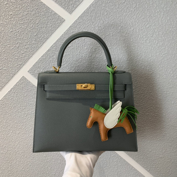 반수공 에르메스 켈리백 25 그린 금장 엡송