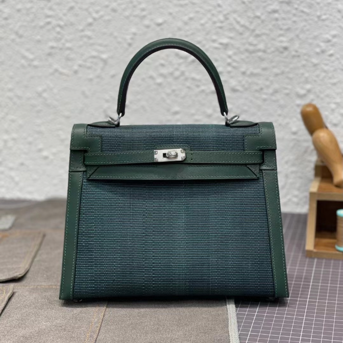반수공 에르메스 켈리백 25 그린 은장 클래식