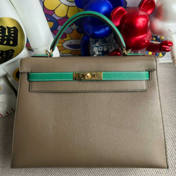 반수공 에르메스 켈리백 32 에토프 벨뱃그린 금장 염소가죽