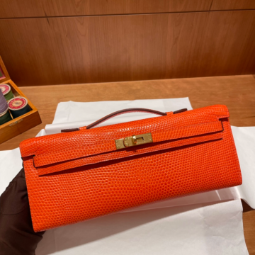반수공 에르메스 켈리컷 31 플레임레드 금장 리자드가죽