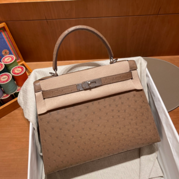 반수공 에르메스 켈리백 28 에토프 은장 타조가죽